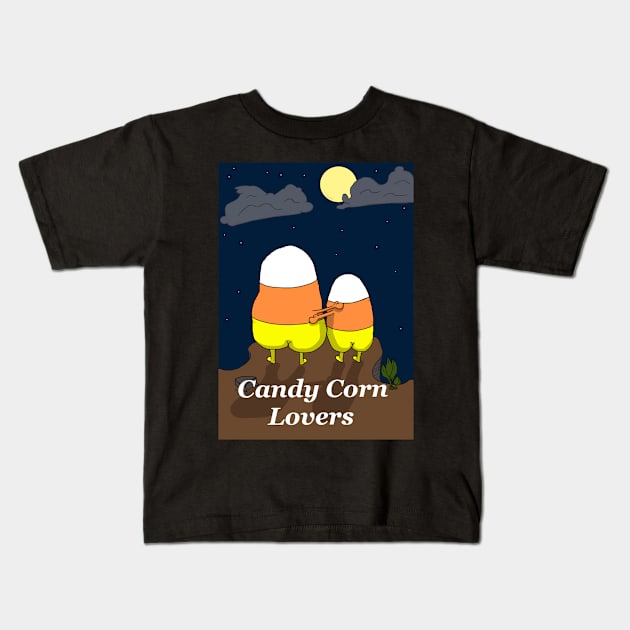 Candy Corn Lovers Moonlight Embrace Kids T-Shirt by JonnyVsTees